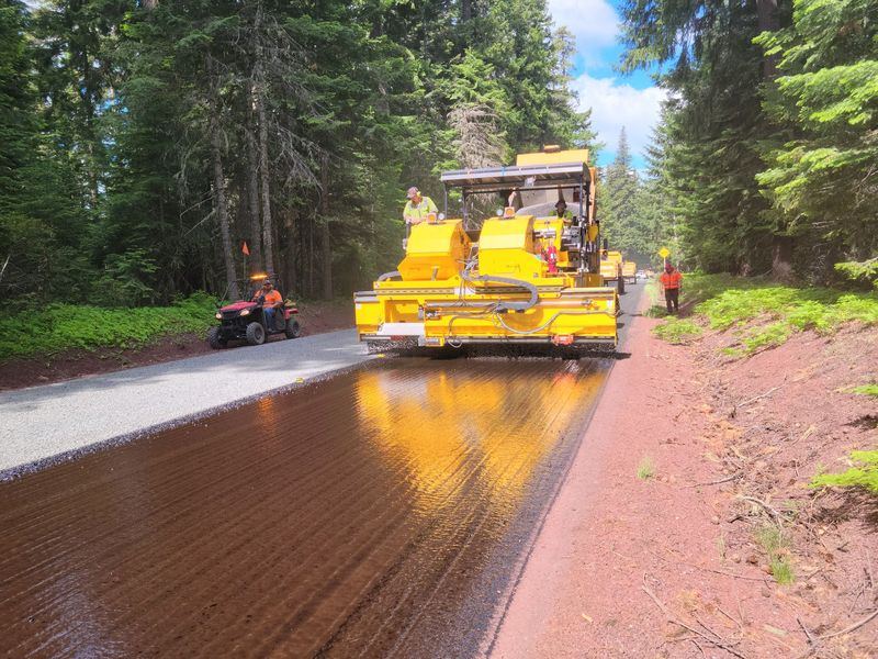 Asphalt paving and sealcoating job in the Czech Village neighborhood of Cedar Rapids